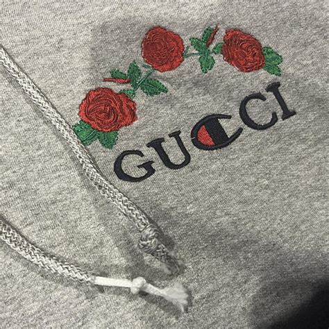 gucci champion rose hoodie|gucci sweatshirt.